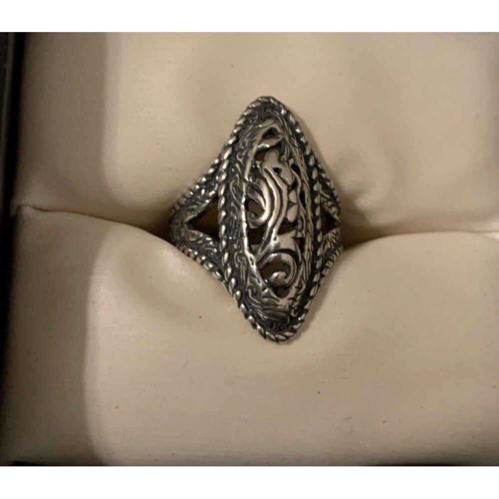 Vintage Carolyn Pollack Sterling Silver Ring Sz 7.25 Floral Swirl - Picture 7 of 7